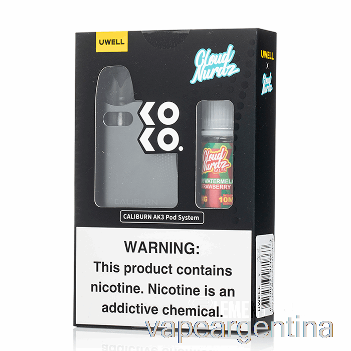 Kit Uwell X Dv Caliburn Ak3 + 50 Mg De Sal Nic [gris] Cloud Nurdz - Vape De Fresa Y Sandía Agria Argentina